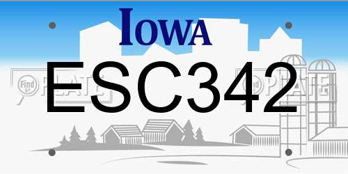 ESC342 Iowa License Plate
