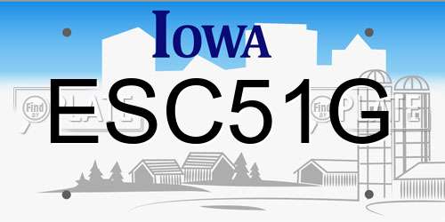ESC51G Iowa License Plate