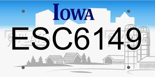 ESC6149 Iowa License Plate