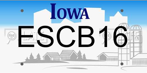 ESCB16 Iowa License Plate