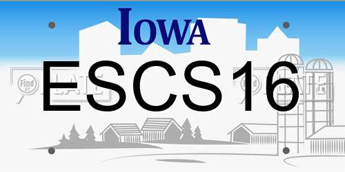 ESCS16 Iowa License Plate