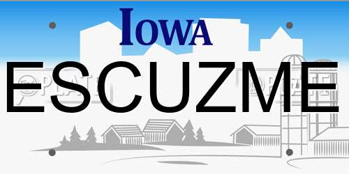 ESCUZME Iowa License Plate