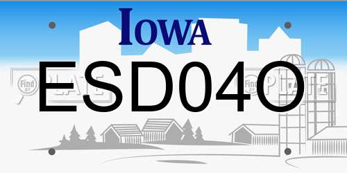 ESD04O Iowa License Plate