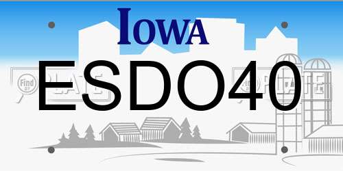 ESDO40 Iowa License Plate