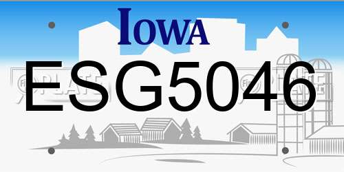 ESG5046 Iowa License Plate