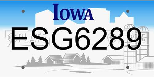 ESG6289 Iowa License Plate