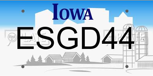ESGD44 Iowa License Plate