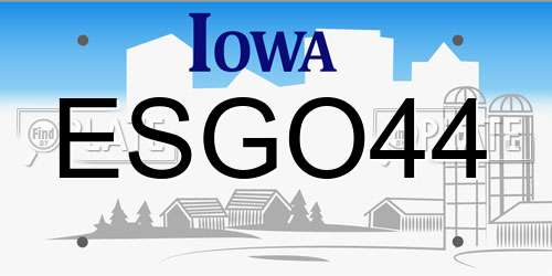 ESGO44 Iowa License Plate