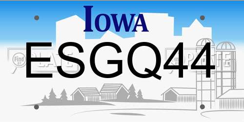 ESGQ44 Iowa License Plate