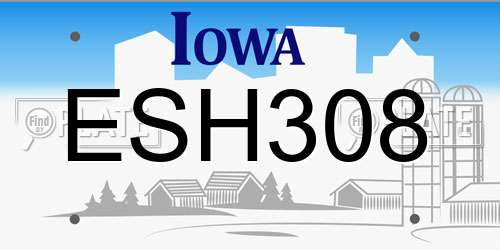ESH308 Iowa License Plate