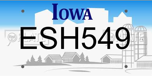ESH549 Iowa License Plate