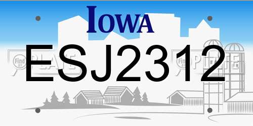 ESJ2312 Iowa License Plate