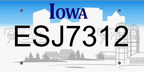 ESJ7312 Iowa License Plate