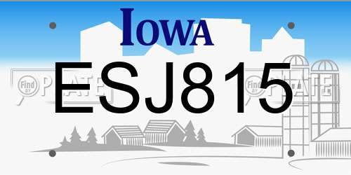 ESJ815 Iowa License Plate