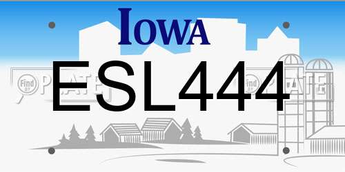 ESL444 Iowa License Plate