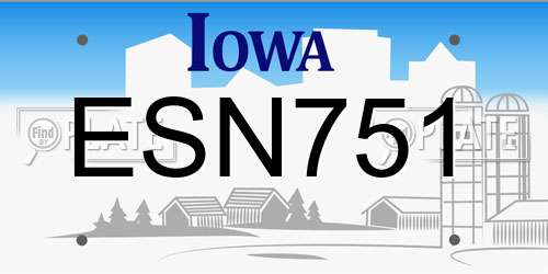 ESN751 Iowa License Plate