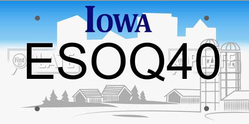 ESOQ40 Iowa License Plate