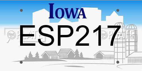 ESP217 Iowa License Plate