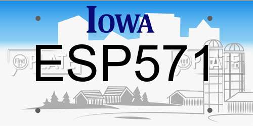 ESP571 Iowa License Plate