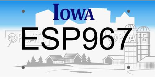 ESP967 Iowa License Plate