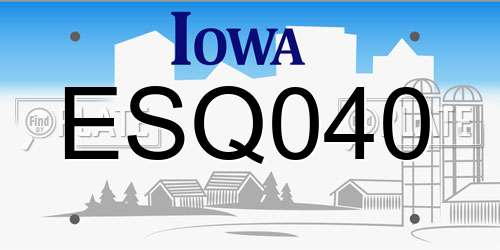 ESQ040 Iowa License Plate