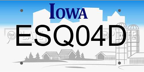 ESQ04D Iowa License Plate