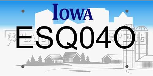 ESQ04O Iowa License Plate