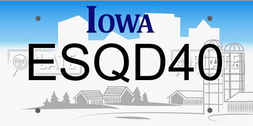 ESQD40 Iowa License Plate