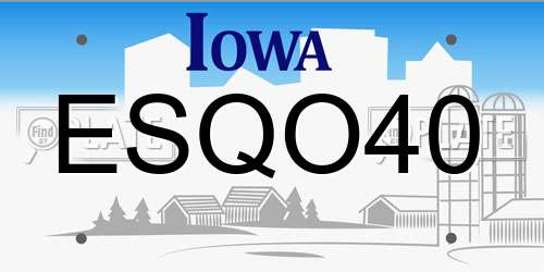 ESQO40 Iowa License Plate