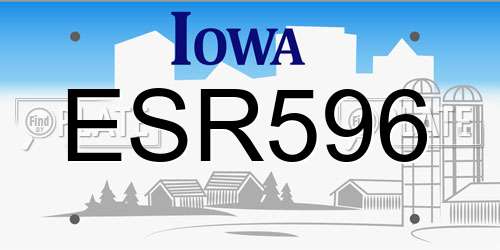ESR596 Iowa License Plate