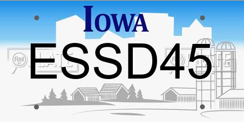 ESSD45 Iowa License Plate