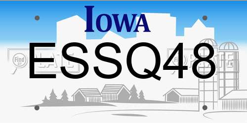 ESSQ48 Iowa License Plate