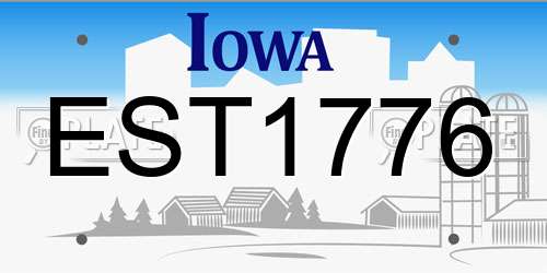 EST1776 Iowa License Plate