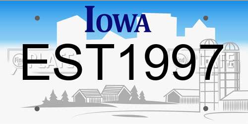 EST1997 Iowa License Plate