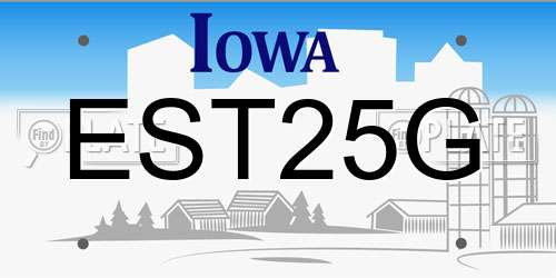 EST25G Iowa License Plate