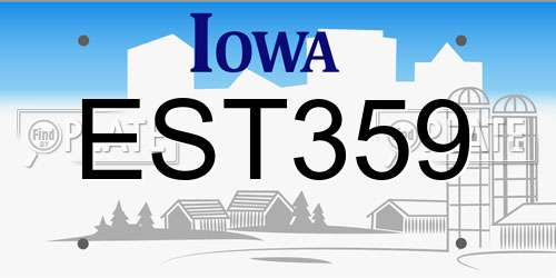 EST359 Iowa License Plate