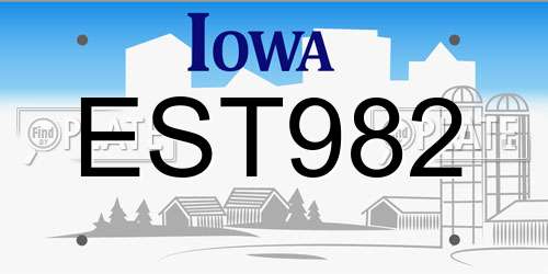 EST982 Iowa License Plate