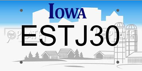 ESTJ30 Iowa License Plate