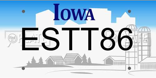 ESTT86 Iowa License Plate