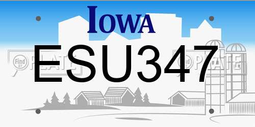 ESU347 Iowa License Plate