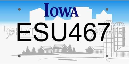 ESU467 Iowa License Plate