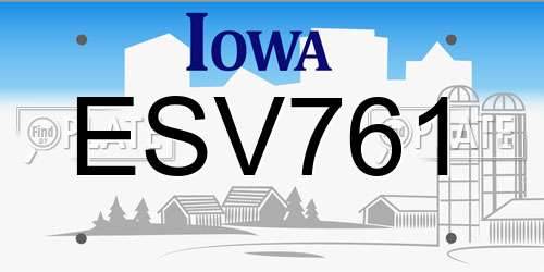 ESV761 Iowa License Plate