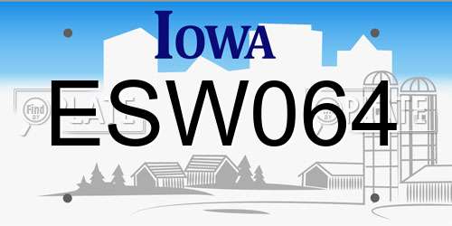 ESW064 Iowa License Plate