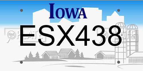 ESX438 Iowa License Plate