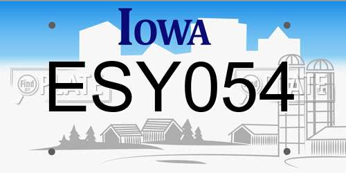ESY054 Iowa License Plate