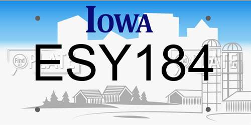 ESY184 Iowa License Plate