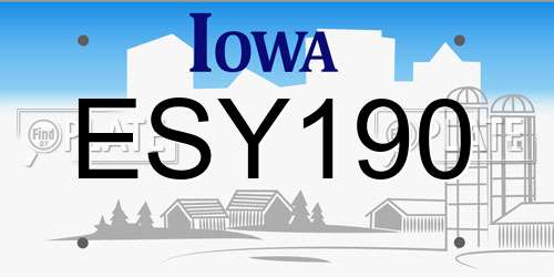 ESY190 Iowa License Plate