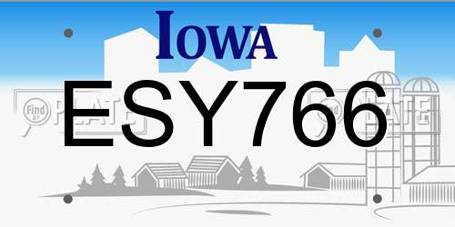 ESY766 Iowa License Plate