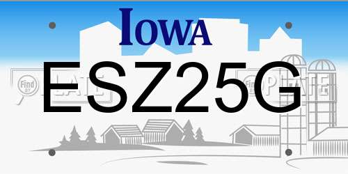 ESZ25G Iowa License Plate