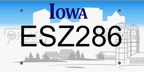 ESZ286 Iowa License Plate